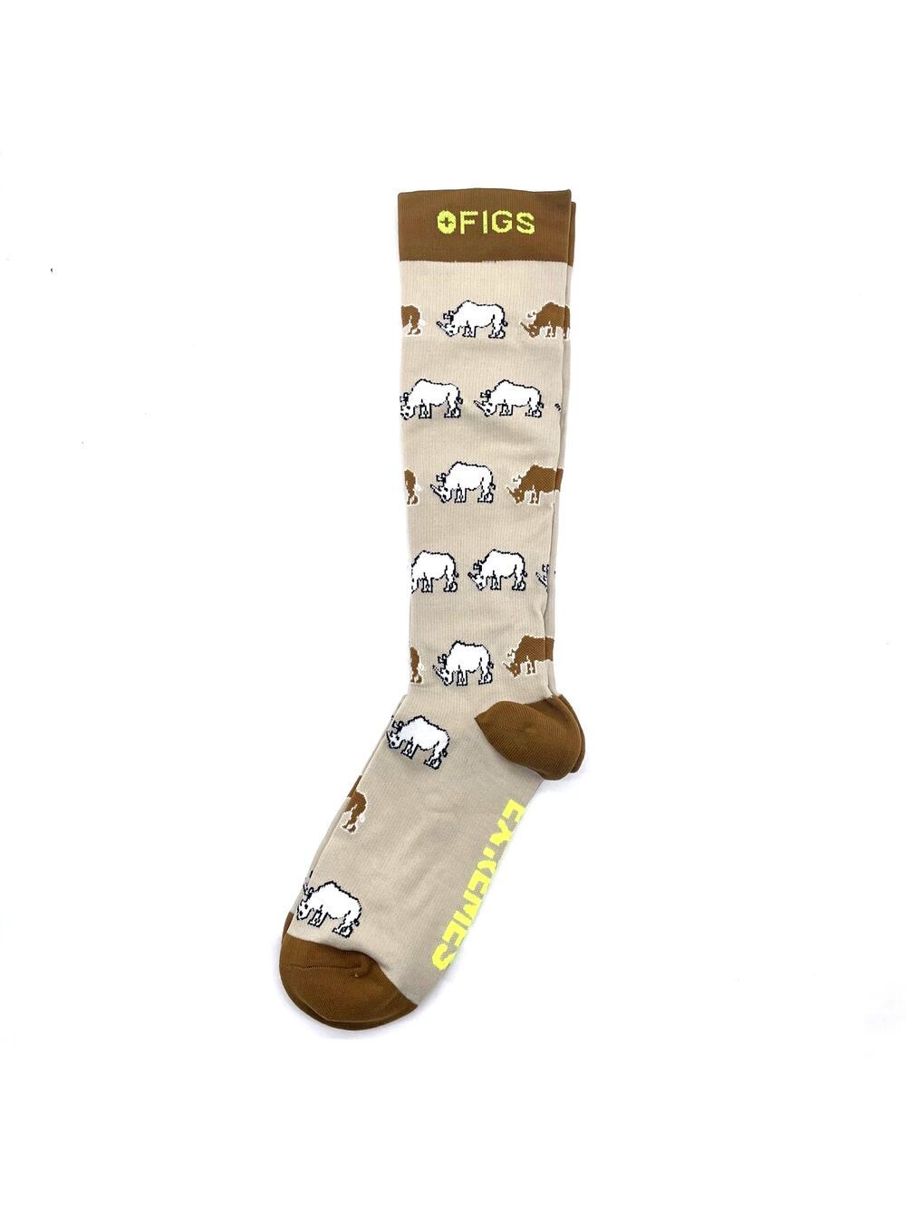 1 Pair FIGS Compression 'Rhino' Brown Socks Size L